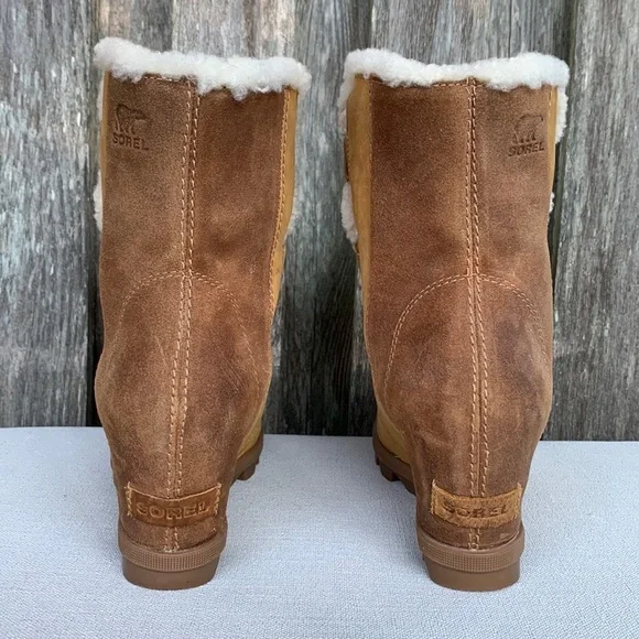 SOREL Joan of Arctic Cozy Wedge Lace Up Waterproof Suede Ankle Boots 7.5 8 - Picture 8 of 9